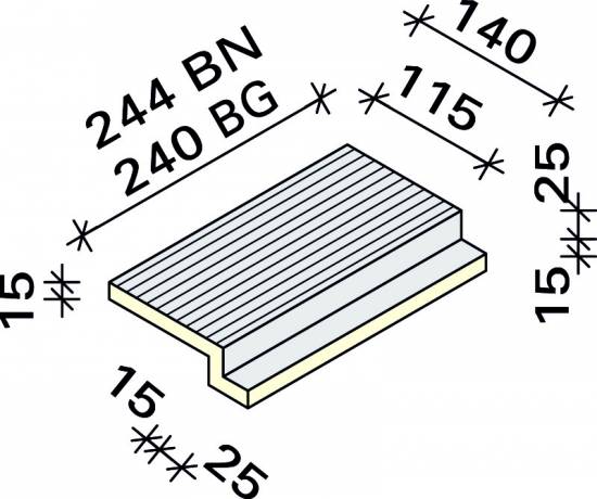 Рифленая плитка с обкладкой под решетку Interbau 244x140, арт. 5830 RH C